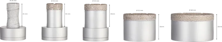 Bosch PRO Ceramic dry X-Lock Core Cutter Set, 5 sizes.