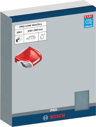 Bosch PRO C344 wet and dry hand sanding sheets 230×280 mm.