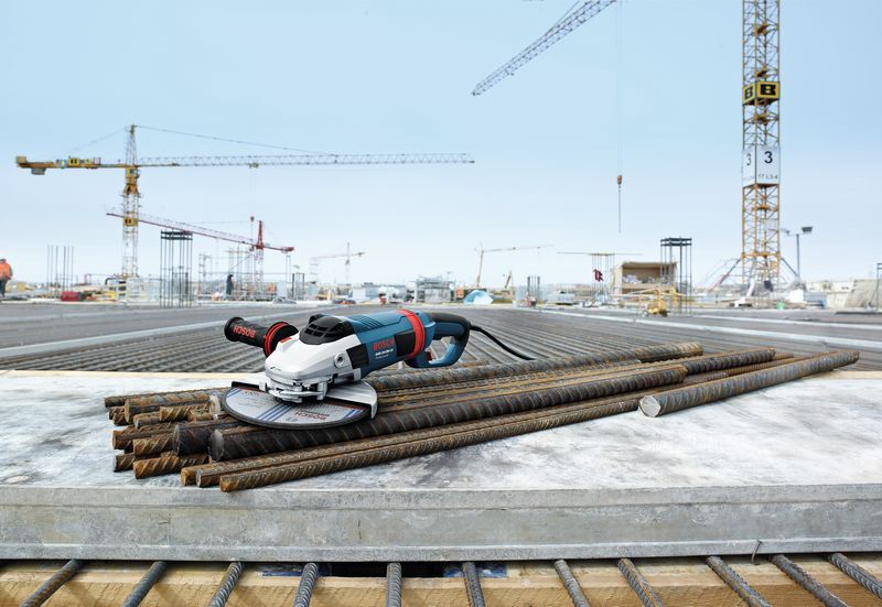 Angle grinder on rebar.