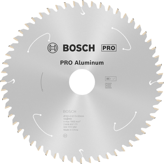 Bosch PRO Aluminium circular saw blade, 190 mm 56 teeth.