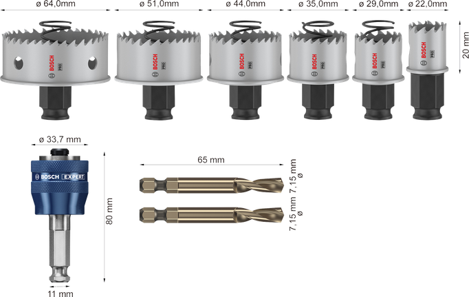 Bosch PRO Sheet Metal PC Plus Hole Saw Set, 8 pcs.