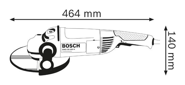 Angle grinder dimensions.