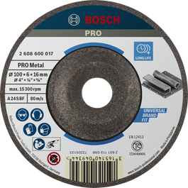Bosch PRO Metal Grinding Disc, 100 x 6 x 16 mm.