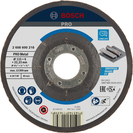 Bosch PRO Metal Bonded Grinding Disc 115 x 6 mm.