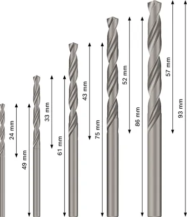 Bosch PRO Metal HSS-G Twist Drill Bit Set, 5 sizes.