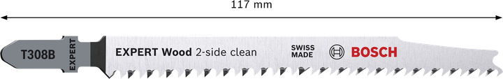 Bosch EXPERT Wood 2-side clean T308B jigsaw blade.