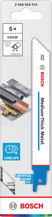 Bosch S 922 BF medium-thick metal bi-metal saw blades pack.