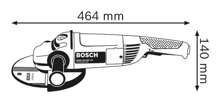 Angle grinder dimensions.