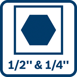 Soporte para brocas 2 en 1: para muchas más aplicaciones al combinar el cuadrado de 1/2" y el hexagonal de 1/4"