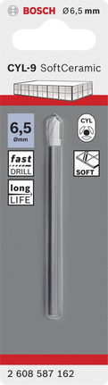 Broca para baldosas cerámicas Bosch CYL-9 de 6,5 mm.