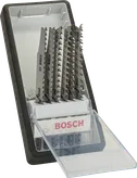 Juego de 6 hojas de sierra de calar Bosch Robust Line para madera, en estuche.