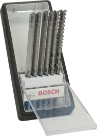 Juego de 6 hojas de sierra de calar Bosch Robust Line para metal.