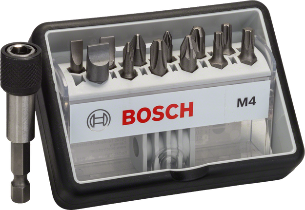 Juego de 12+1 puntas de destornillador extra duras Robust Line de Bosch .
