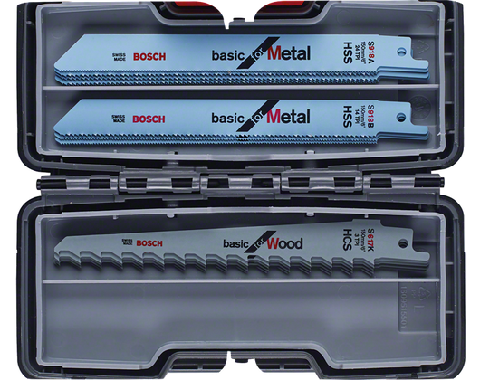 Juego de 15 hojas de sierra recíproca Bosch para madera y metal.