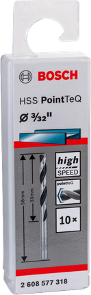 Paquete de brocas Bosch HSS PointTeQ de 3/32″.
