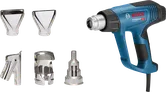 Pistola de calor Bosch GHG 20-63 con cinco boquillas.