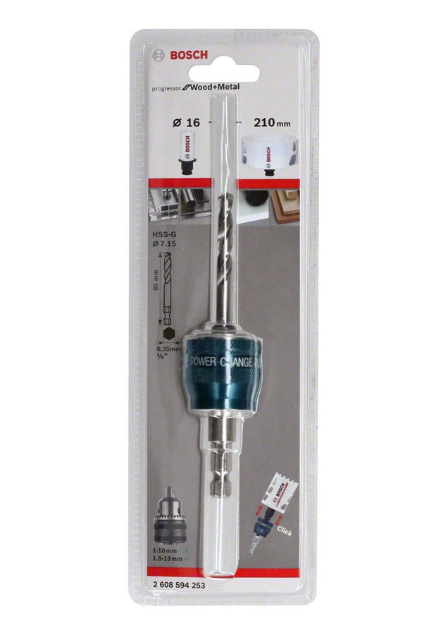 Mandril Bosch PC Plus con broca HSS-G de 7,15 mm.
