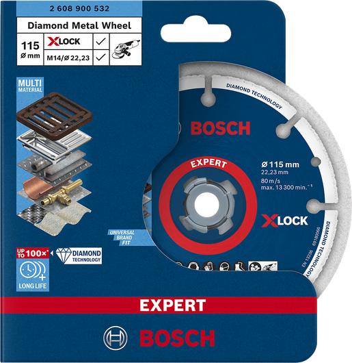 Disco de corte Bosch EXPERT Diamond Metal Wheel X-LOCK de 115 mm.