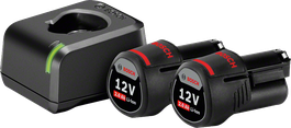 Kit de inicio Bosch 12V con cargador y dos baterías de 2,0 Ah.