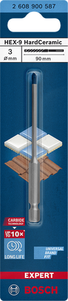 Broca Bosch EXPERT HEX-9 de cerámica dura de 3x90 mm.