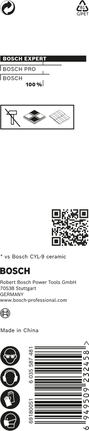 Broca Bosch EXPERT HEX-9 para cerámica dura, ideal para azulejos.