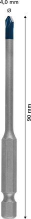 Broca de cerámica dura Bosch EXPERT HEX-9, 4 x 90 mm.