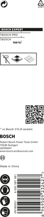 Broca de cerámica dura Bosch EXPERT HEX-9 de 6x90 mm.