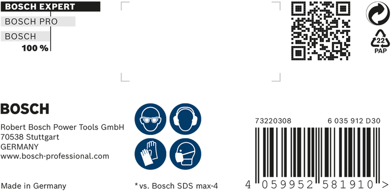 Embalaje de la broca para taladro percutor Bosch EXPERT SDS max-8X de 3/8″.