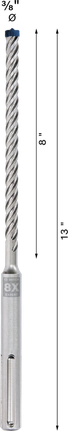 Broca para taladro percutor Bosch EXPERT SDS max-8X de 3/8 pulgadas.