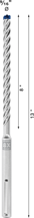 Broca para taladro percutor Bosch EXPERT SDS max-8X de 9/16 pulgadas.