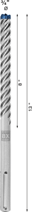 Broca para taladro percutor Bosch EXPERT SDS max-8X de 3/4 de pulgada.
