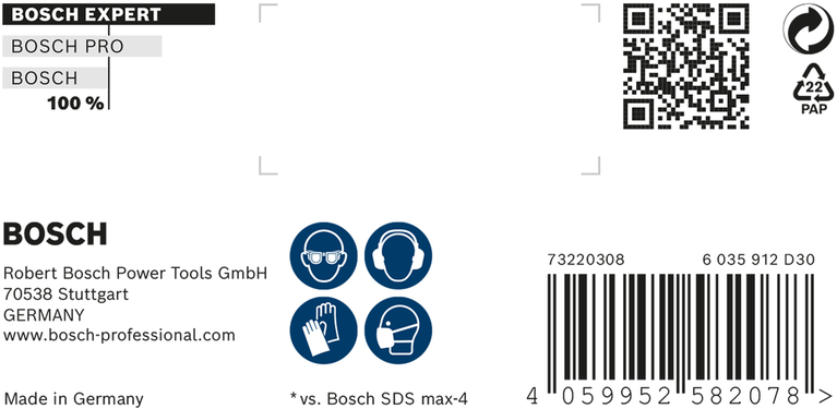 Embalaje de la broca para taladro percutor Bosch SDS max-8X.