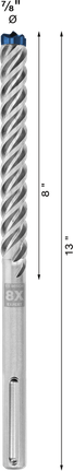 Broca para taladro percutor Bosch EXPERT SDS max-8X de 7/8 pulgadas.