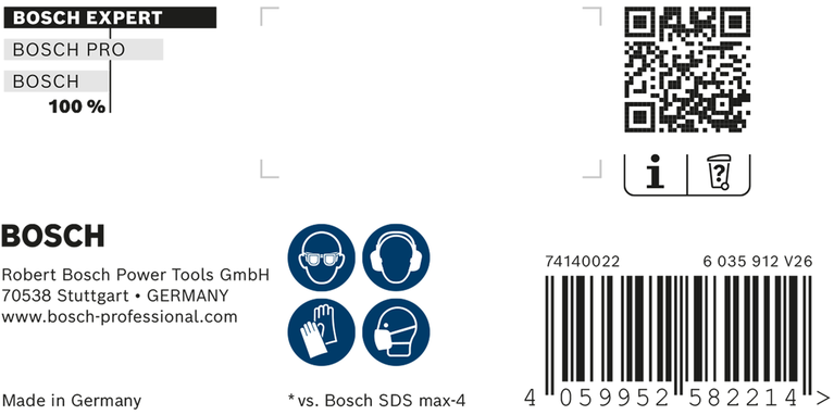 Embalaje de broca para taladro percutor Bosch EXPERT SDS max-8X de 1-1/8″.