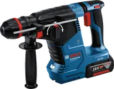 Taladro percutor rotativo Bosch GBH 187-LI con batería de 18 V 5,0 Ah.