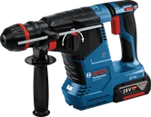 Taladro percutor rotativo Bosch GBH 187-LI con batería de 18 V 5,0 Ah.