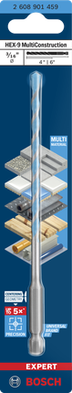 Broca multimaterial Bosch HEX-9 de 3/8″.