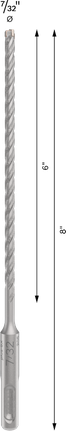 Broca para taladro percutor Bosch PRO SDS plus-5X de 7/32 pulgadas.
