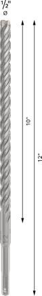 Broca para taladro percutor Bosch PRO SDS plus-5X de 1/2 pulgada x 12 pulgadas.