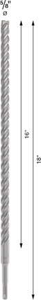 Broca para taladro percutor Bosch PRO SDS plus-5X de 5/8" x 16" x 18".