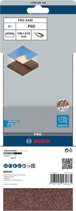 Banda de lija Bosch PRO X440 100×610 mm G60 3 uds.