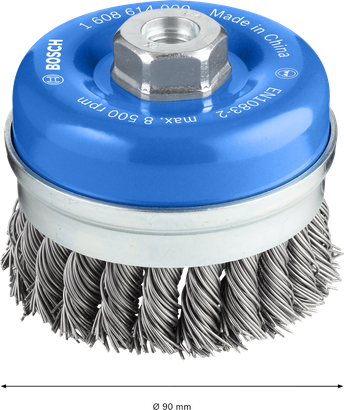 Cepillo de vaso pesado Bosch PRO Metal rosca 90 mm para amoladoras.