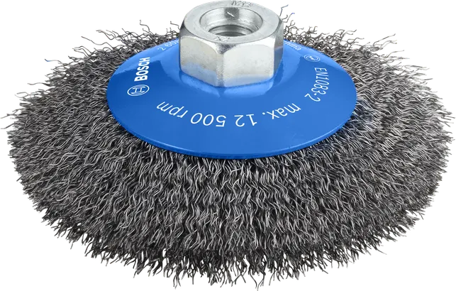 Cepillo biselado Bosch PRO Metal clean, accesorio roscado de 115 mm.