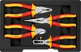 Juego de 4 alicates Bosch VDE, mangos aislados para mayor seguridad.