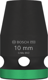 Vaso de impacto Bosch PRO de 1/2" y 10 mm con anillo verde.