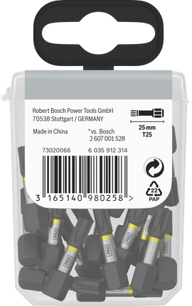 Puntas de impacto Bosch PRO Torx T25 de 25 mm.