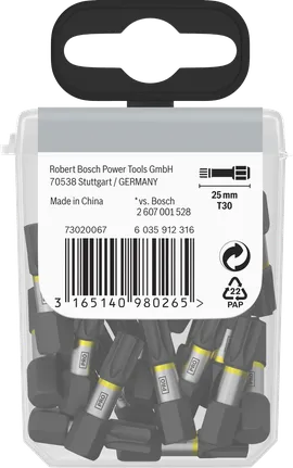 Paquete de puntas de impacto Torx T30 de Bosch PRO de 25 mm.
