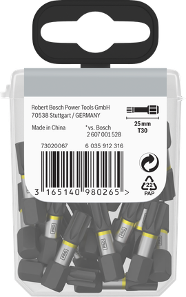 Paquete de puntas de impacto Torx T30 de Bosch PRO de 25 mm.