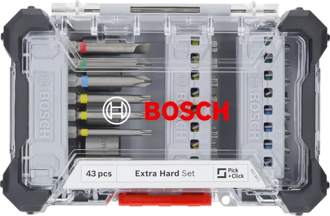 Juego de puntas de destornillador extra duras Bosch , 43 piezas.