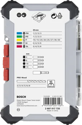 Juego de 35 brocas para destornillador extra duras y brocas para madera PRO de Bosch .